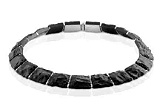 Black Onyx Collar Winner of the Coloured Gemstone Category XXVth (2011) Annual Excellence in Design Awards Canadian Jeweller Magazine - A collar of hammered-finish plaques of black onyx are separated by textured 19K white gold dividers. The articulated neckpiece molds perfectly to the wearer's neck. Black Onyx Collar Winner of the Coloured Gemstone Category XXVth (2011) Annual Excellence in Design Awards Canadian Jeweller Magazine
